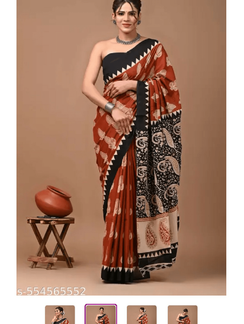 Pure cotton saree without blouse 